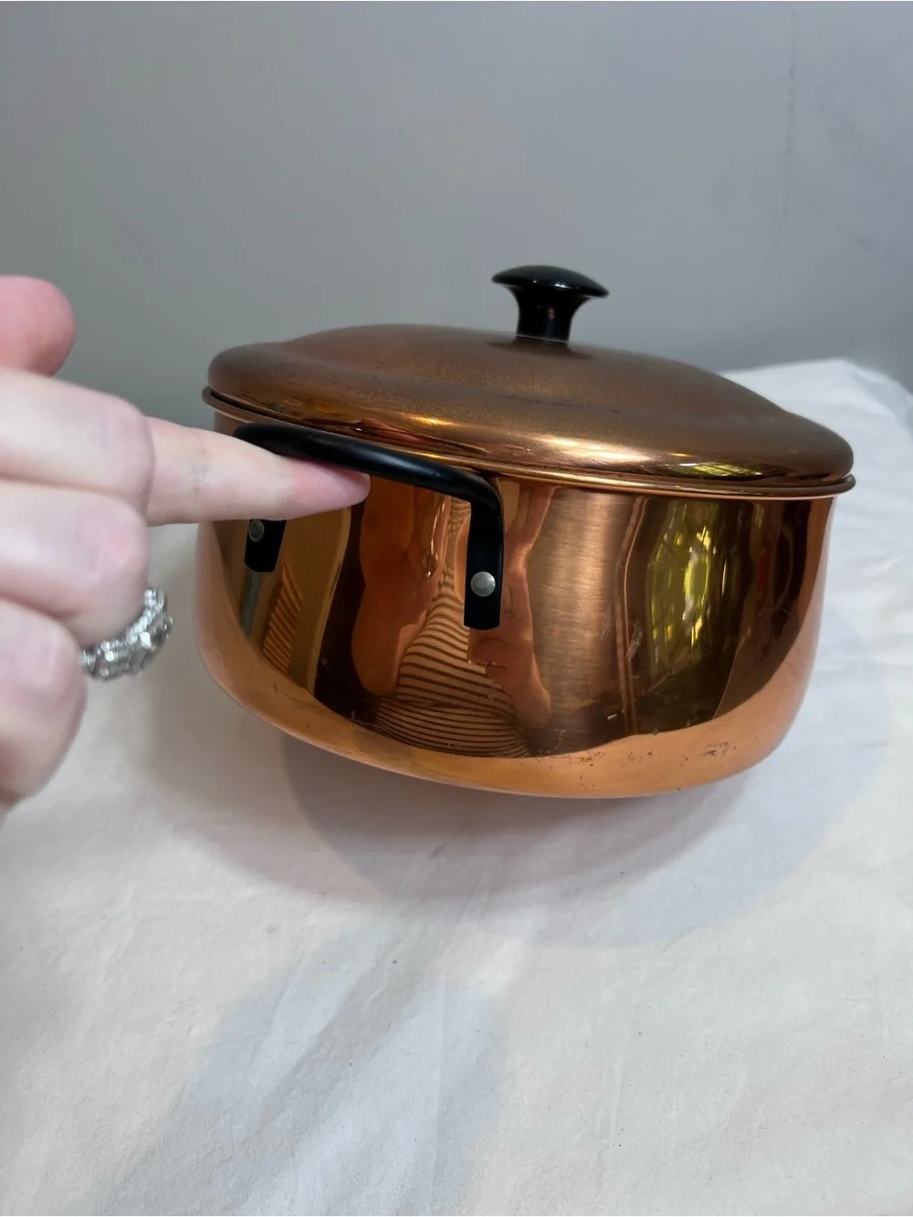 Coppercraft Guild 8” copper pot casserole server serving with a lid